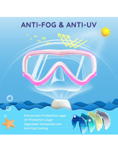 Gafas de natación MOMUSE para niños 3-14 años, rosa, a prueba de fugas 2