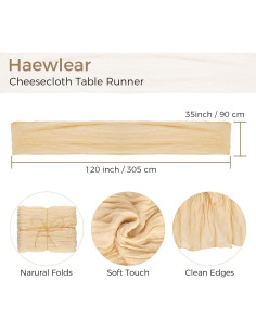Paquete de 12 Caminos de Mesa de Gasa Beige 89x305 cm 2