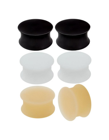 3 Pares Tapones de Silicona Doble Flare Bodyjewellery 18mm