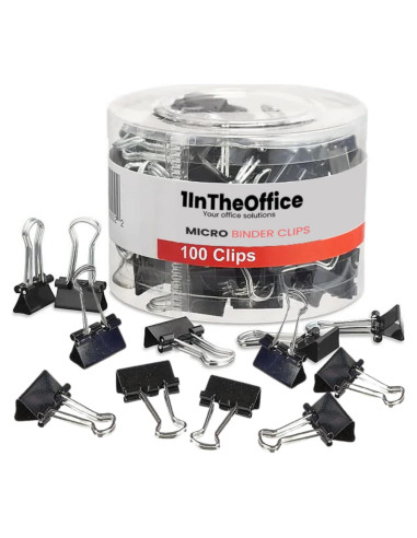 Clips de Encuadernación Micro 1EnLaOficina Negro 100 Unidades