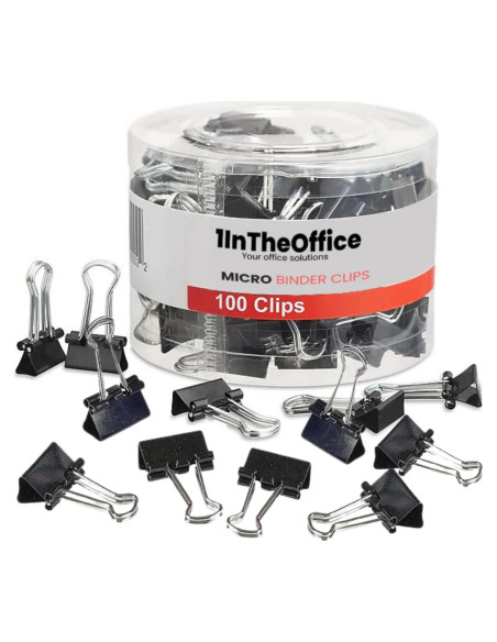 Clips de Encuadernación Micro 1EnLaOficina Negro 100 Unidades