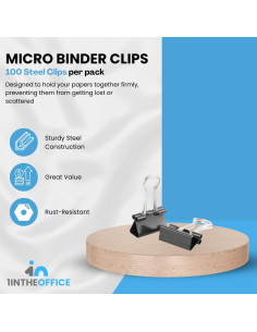 Clips de Encuadernación Micro 1EnLaOficina Negro 100 Unidades 2