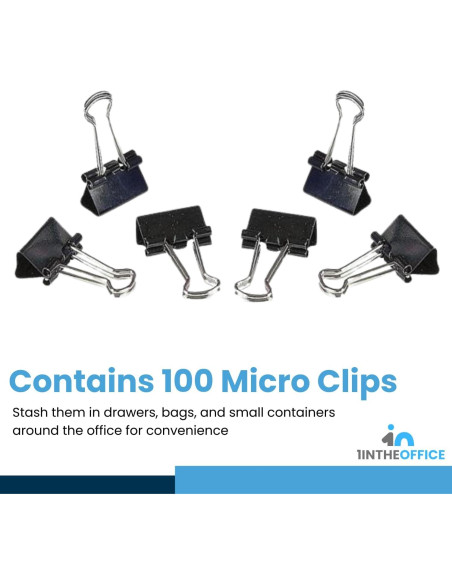 Clips de Encuadernación Micro 1EnLaOficina Negro 100 Unidades
