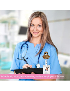 Paquete de 3 Portatarjetas Retráctiles HASFINE - Girasol, Dinosaurio y Perezoso 2