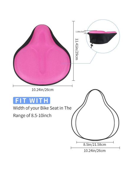 Funda de Asiento de Bicicleta de Gel MSDADA Rosa Grande 29x26cm
