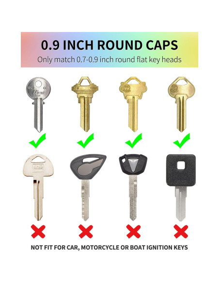 Tapas de Llave Uniclife 24 Piezas 2.29 cm Redondas 8 Colores