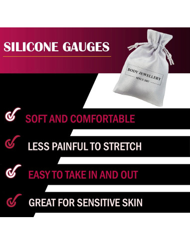 3 Pares Tapones de Silicona Doble Flare Bodyjewellery 18mm