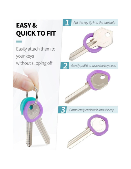 Tapas de Llave Uniclife 24 Piezas 2.29 cm Redondas 8 Colores