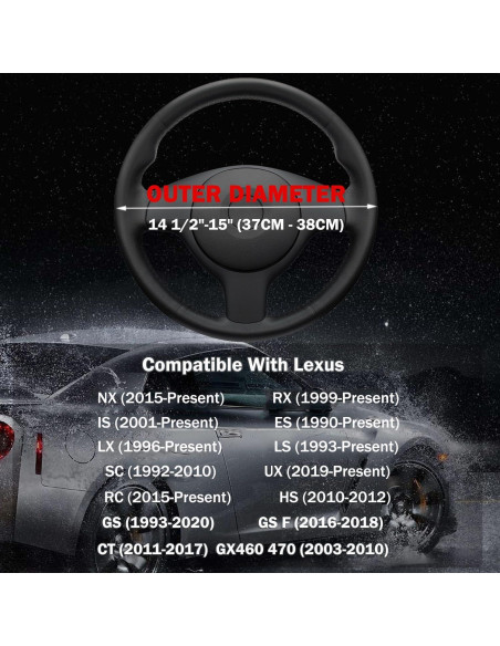 Funda de Volante SZYUCHEN para Lexus 14.5-15" Cuero Negro