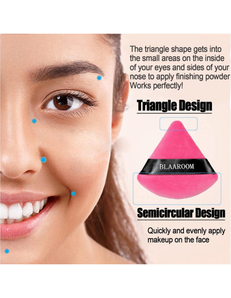 12 Esponjas de Maquillaje Triangulares BLAAROOM Algodón Terciopelo