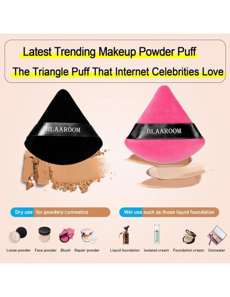 12 Esponjas de Maquillaje Triangulares BLAAROOM Algodón Terciopelo