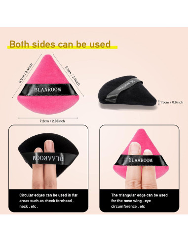 12 Esponjas de Maquillaje Triangulares BLAAROOM Algodón Terciopelo