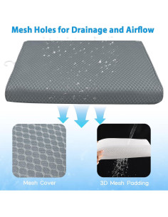 Cojín para Ducha AEROiVi SCC01-Gris Antideslizante 40x30cm 2