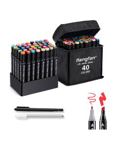Marcadores de Arte Hangfan 40 Colores Doble Punta 4mm 1mm