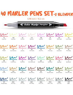 Marcadores de Arte Hangfan 40 Colores Doble Punta 4mm 1mm 2