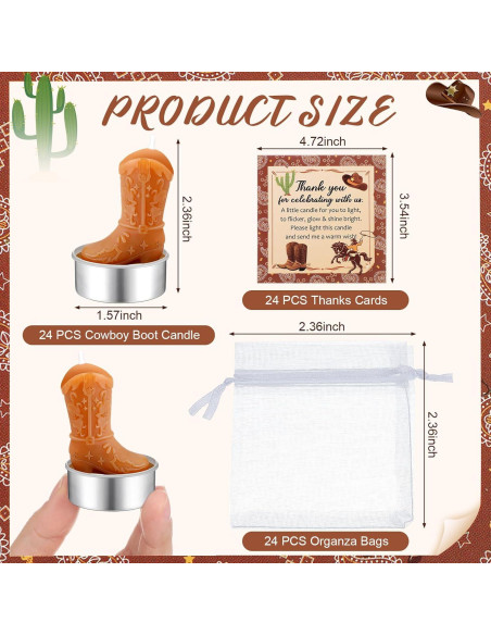 24 Velas de Té de Luz en Forma de Bota de Vaquera Landhoow
