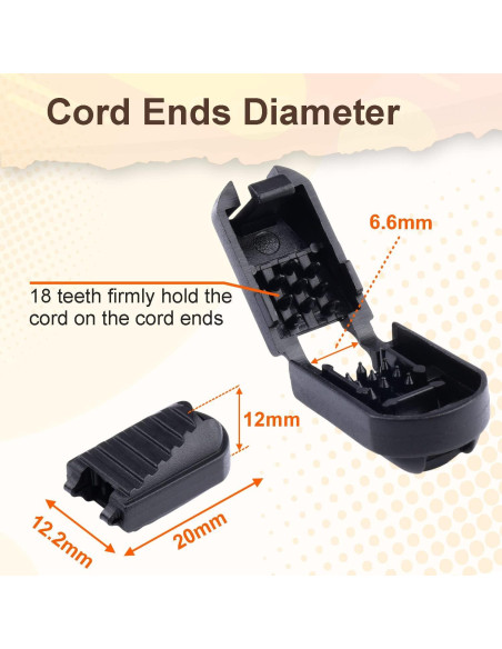 25 Pestañas de Cierre CooBigo para Cordones Negro 20x12mm