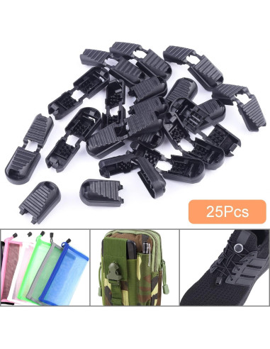 25 Pestañas de Cierre CooBigo para Cordones Negro 20x12mm