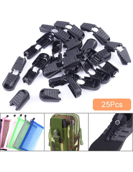 25 Pestañas de Cierre CooBigo para Cordones Negro 20x12mm
