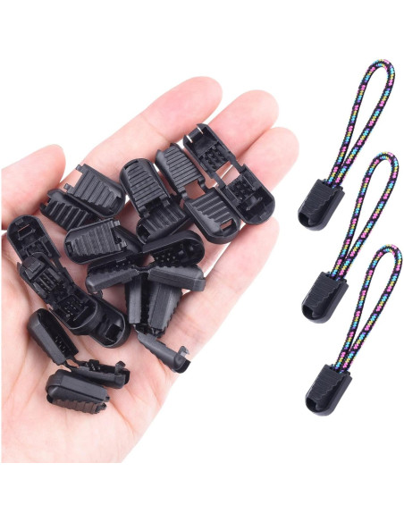25 Pestañas de Cierre CooBigo para Cordones Negro 20x12mm