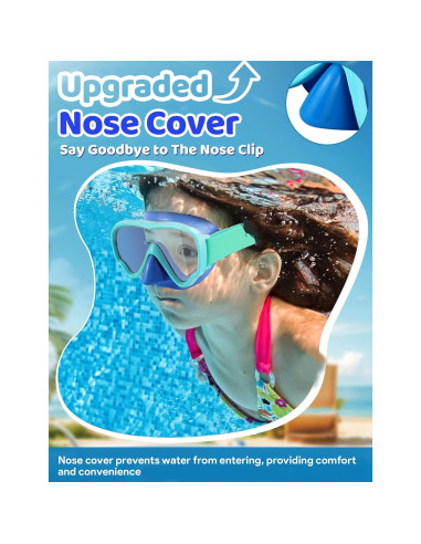 Gafas de natación Vvinca Kids con cubierta nasal y lentes antiempañantes