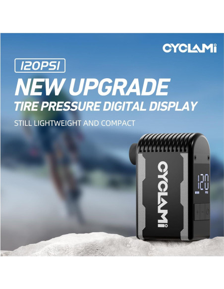 Bomba de Bicicleta Eléctrica CYCLAMI A2S 120PSI con Manómetro