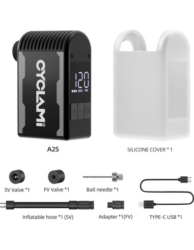 Bomba de Bicicleta Eléctrica CYCLAMI A2S 120PSI con Manómetro