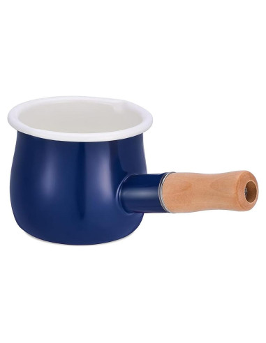 Olla de Leche Esmalte YumCute Home 0.5L Azul con Mango Madera