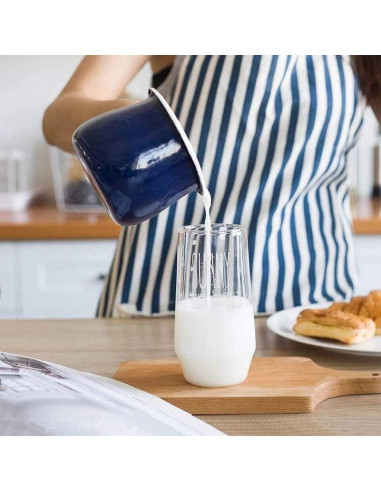 Olla de Leche Esmalte YumCute Home 0.5L Azul con Mango Madera