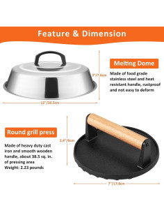 Domo Derretido y Prensa de Hierro Fundido Leonyo 30 cm 2