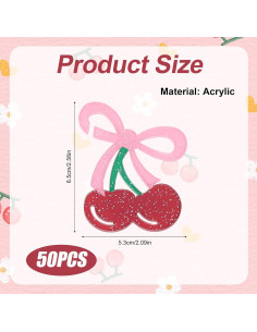 50 Etiquetas de Bebida Cereza con Lazo Acrílico Lasuroa 2