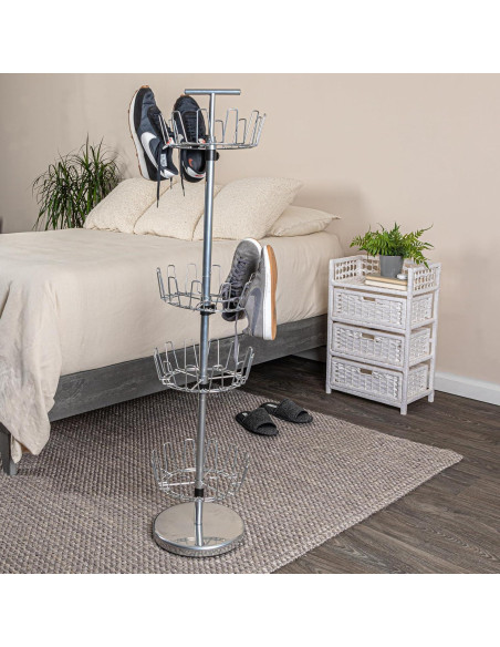 Árbol de zapatos giratorio Esencial para el hogar 4 niveles 24 pares