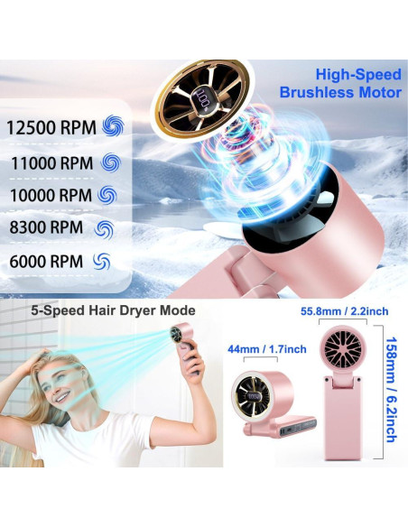 Ventilador de Mano CAZOKASI H100 Recargable 5000mAh Rosa Ventilador de Mano CAZOKASI H100 Recargable 5000mAh Rosa