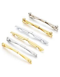 Conjunto de Alfileres de Corbata AnotherKiss - 6 Piezas Oro y Plata