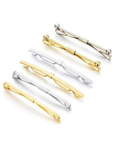 Conjunto de Alfileres de Corbata AnotherKiss - 6 Piezas Oro y Plata