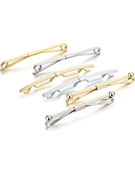 Conjunto de Alfileres de Corbata AnotherKiss - 6 Piezas Oro y Plata