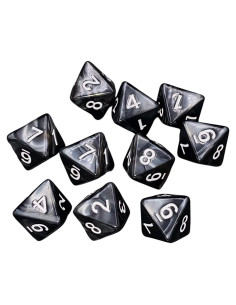Juego de 10 Dados Poliedricos D8 Marsrut - 1.6cm Negro