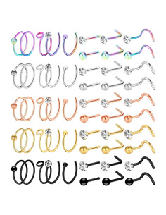 Set de 55 Aros de Nariz y Studs 20G ONESING - Acero Inoxidable