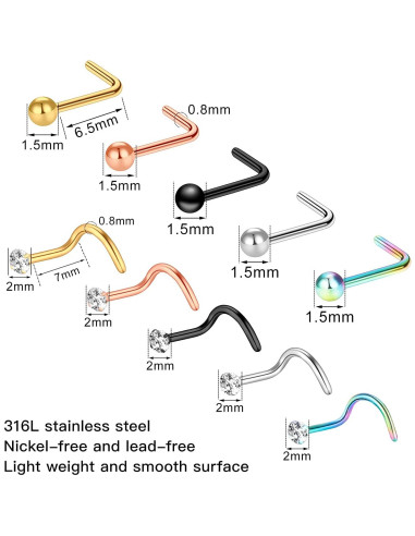 Set de 55 Aros de Nariz y Studs 20G ONESING - Acero Inoxidable