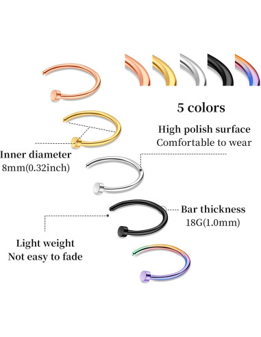 Set de 55 Aros de Nariz y Studs 20G ONESING - Acero Inoxidable