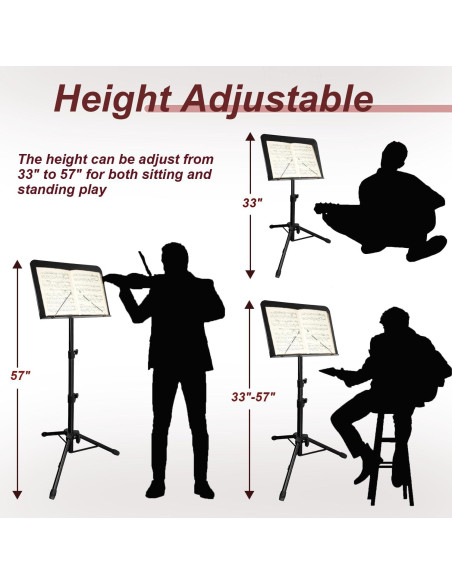 Soporte de Partituras Ajustable Metal 33-144 cm con Bolsa
