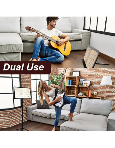 Soporte de Partituras Ajustable Metal 33-144 cm con Bolsa