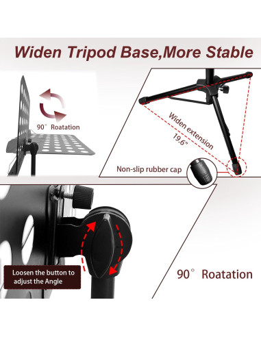 Soporte de Partituras Ajustable Metal 33-144 cm con Bolsa