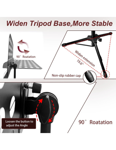 Soporte de Partituras Ajustable Metal 33-144 cm con Bolsa