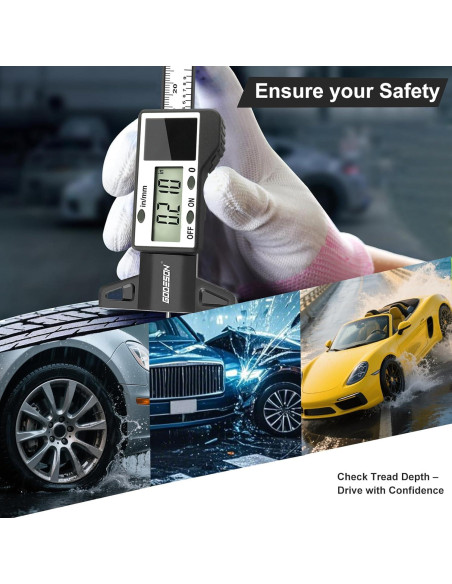 Medidor Digital de Profundidad de Banda de Rodadura GODESON - Universal