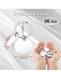 36 Llaveros de Acero Inoxidable OGANAZI 3 cm Redondos DIY 2