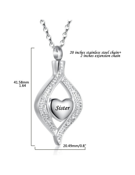 Collar de cremación en acero inoxidable YQSLIN para cenizas