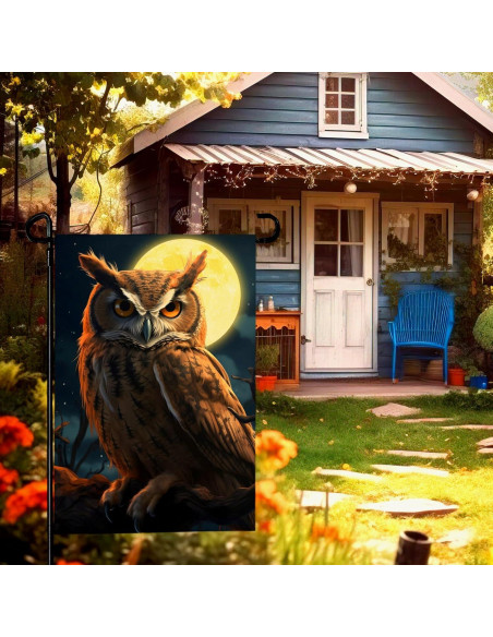 Bandera de Jardín Doble Cara Búho 30x46 cm Poliester
