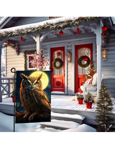 Bandera de Jardín Doble Cara Búho 30x46 cm Poliester