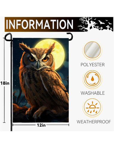Bandera de Jardín Doble Cara Búho 30x46 cm Poliester